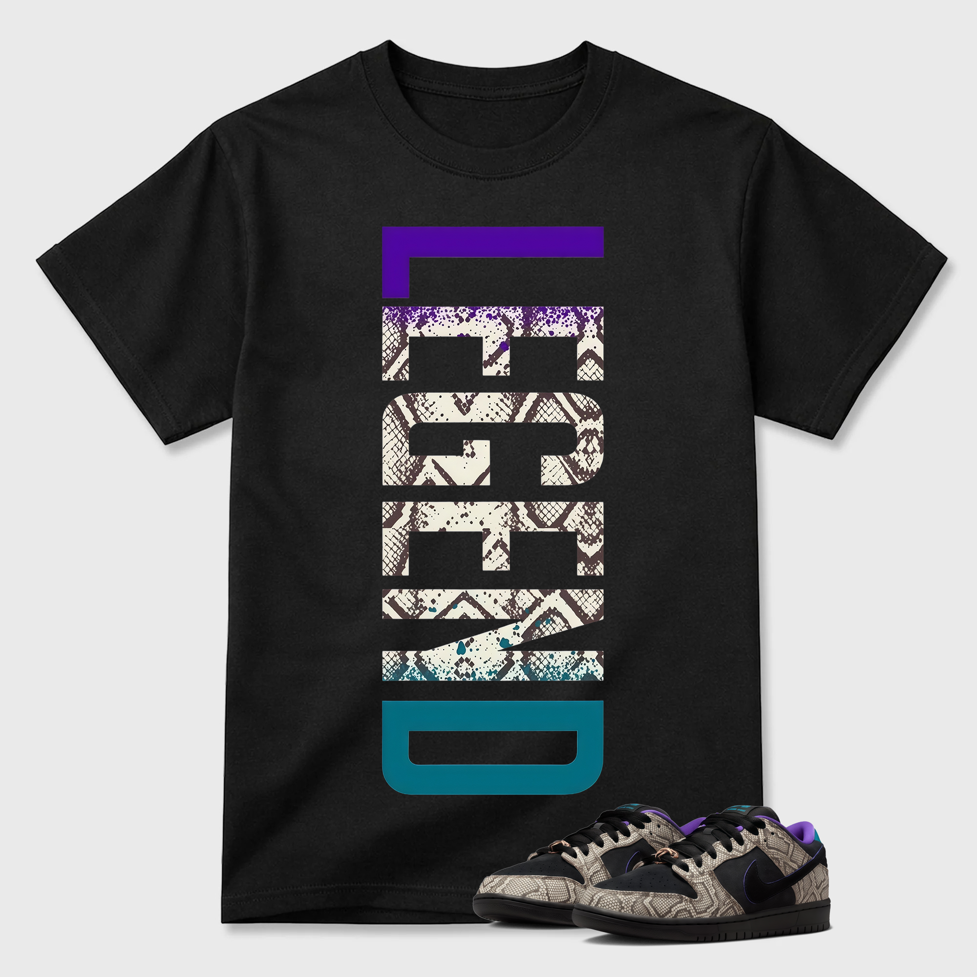 Vertical "DENI" Snake Print T-Shirt To Match Dunk Snake