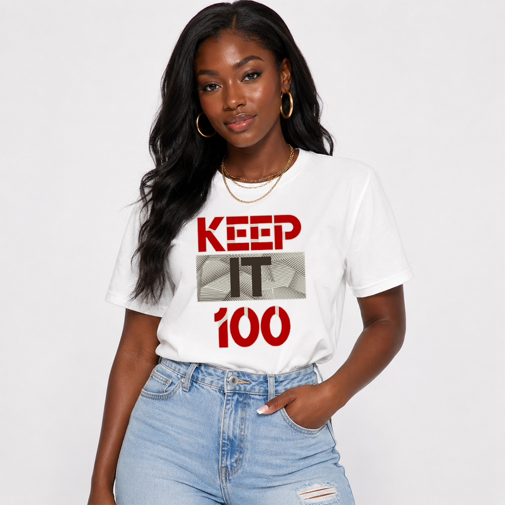 "Keep It 100" Blue Geometric Pattern Air Jordan 3 Pairing Tee