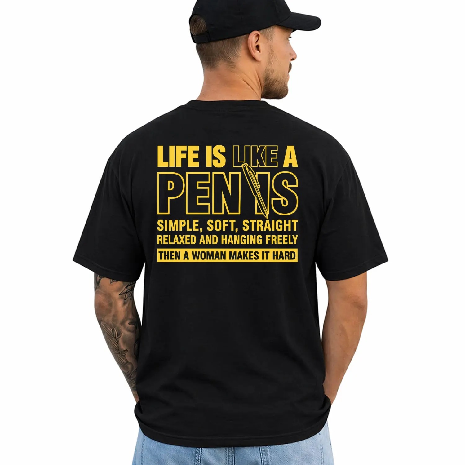Funny Shirt, LIfe Is Like A Pen, Short Sleeve Printed Graphic Shirt, Daily Menswear