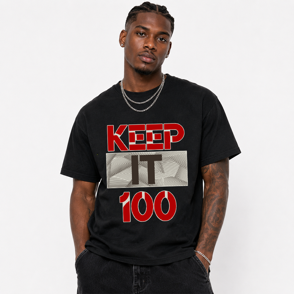 "Keep It 100" Blue Geometric Pattern Air Jordan 3 Pairing Tee