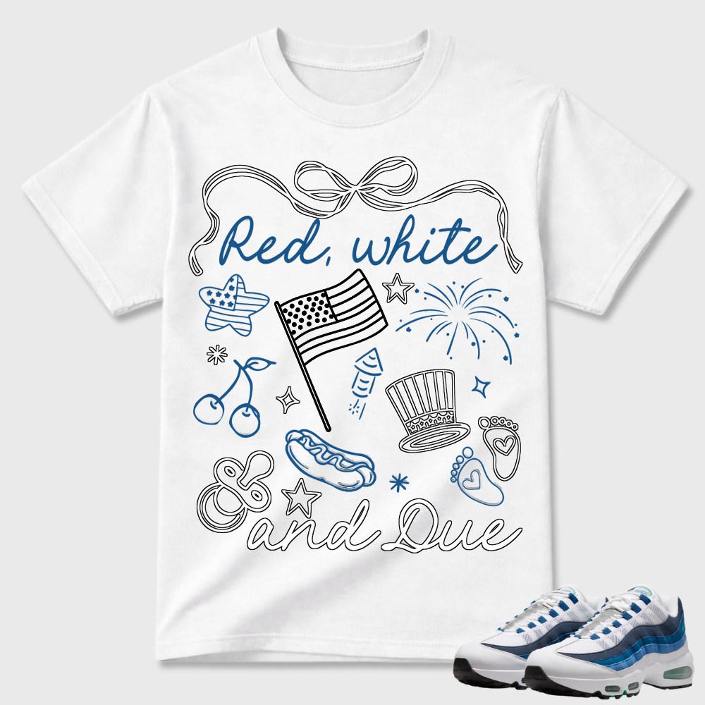 Red White And Due Patriotic Air Max 95 Graphic Tee