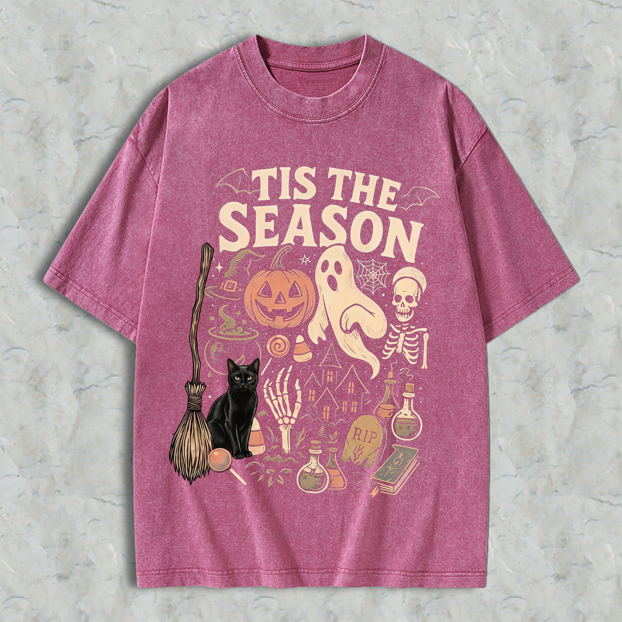 Tis The Season Halloween Comfort Colors Shirt, Ghost Pumpkin Black Cat Graphic Tee