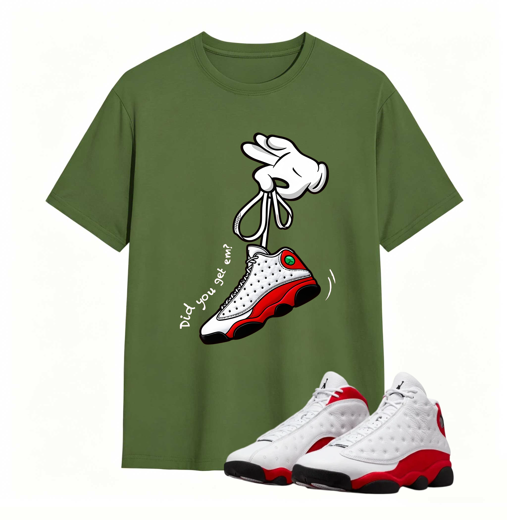 Cartoon Hands Sneaker Tees - Air Jordan 13 University Red