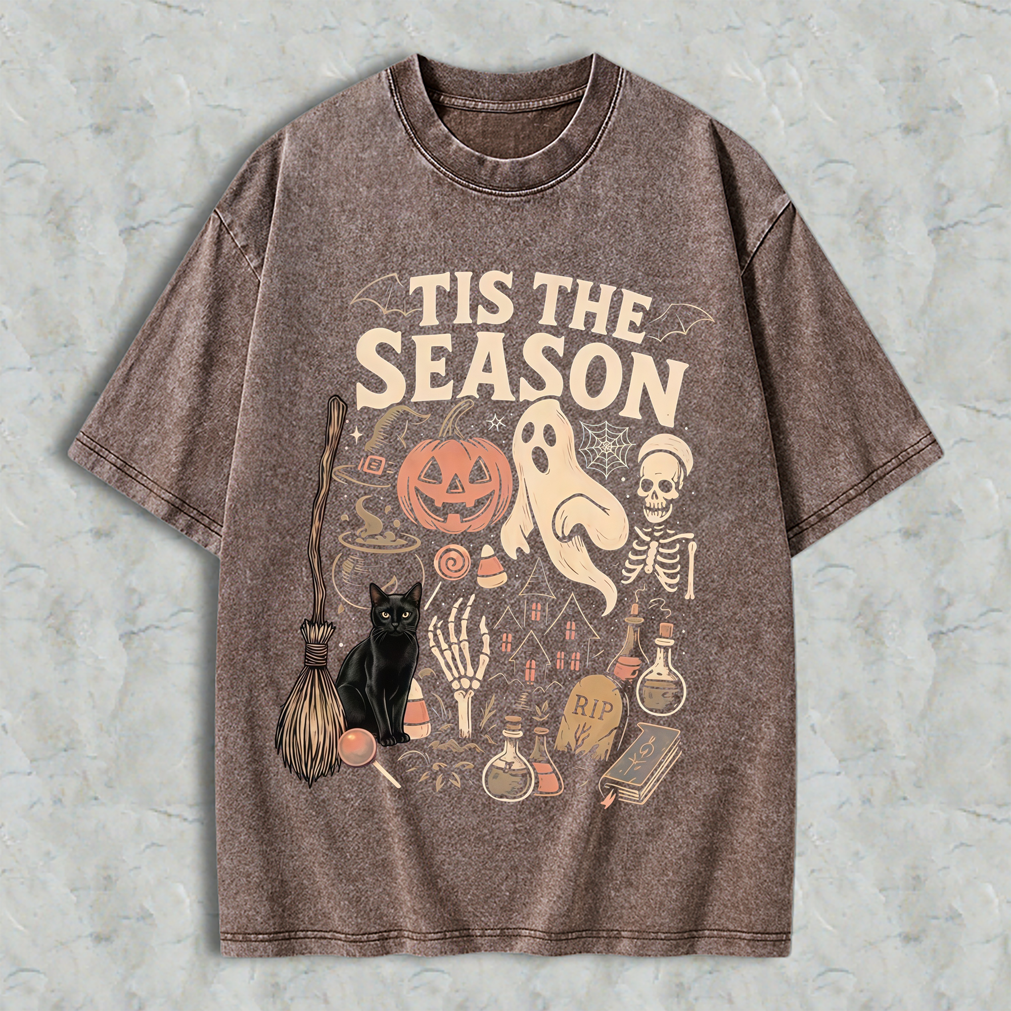 Tis The Season Halloween Comfort Colors Shirt, Ghost Pumpkin Black Cat Graphic Tee