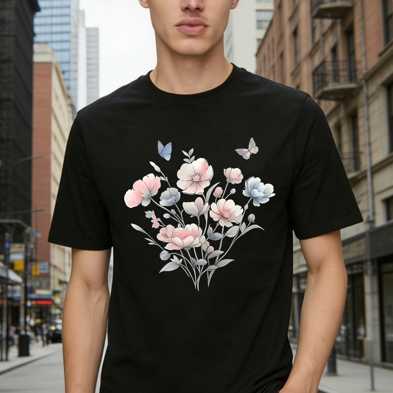 Floral Bouquet With Butterflies Unisex Classic T-shirt