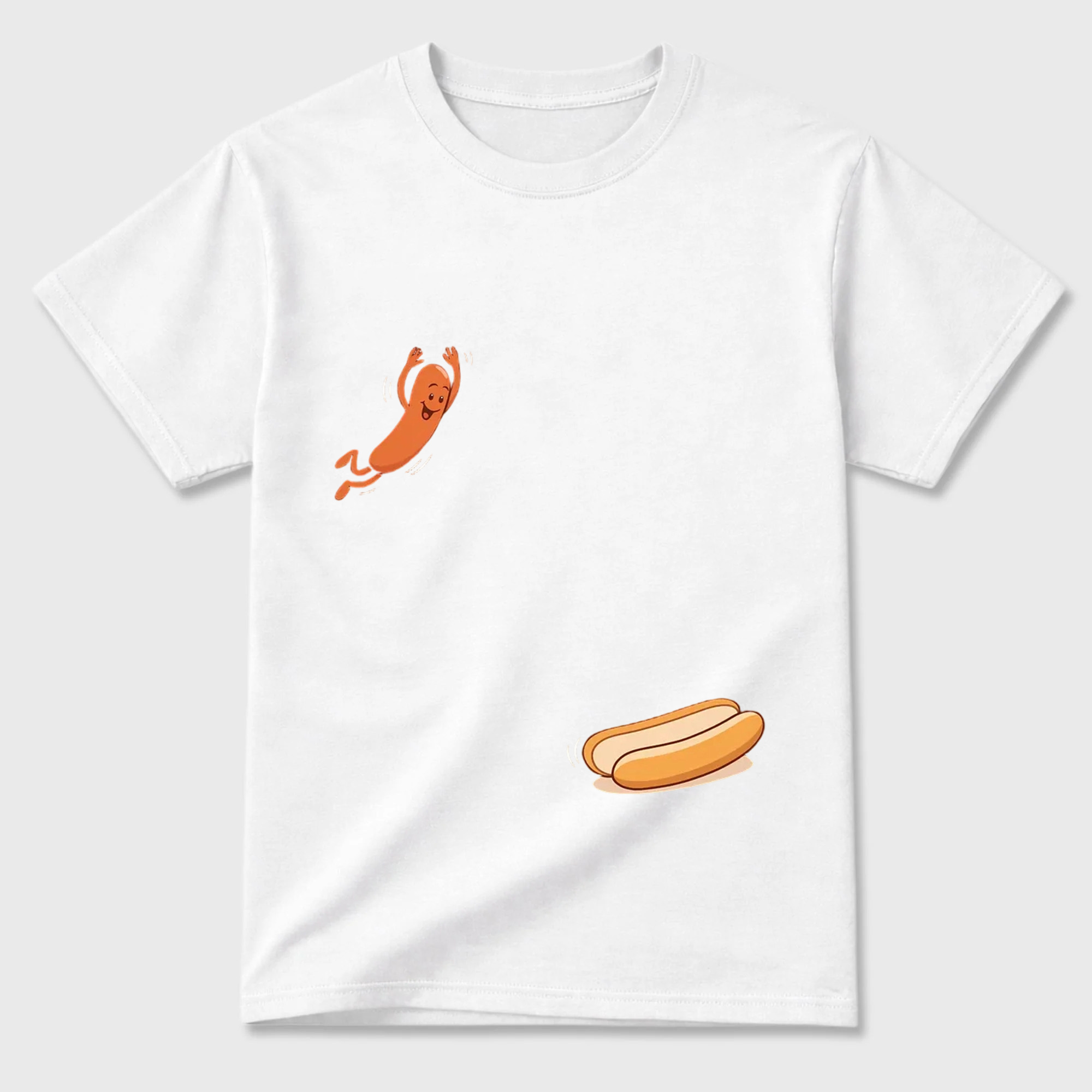 Humorous T-shirt Hot Dog Jumping into Bread Perfect for Summer Barbecues