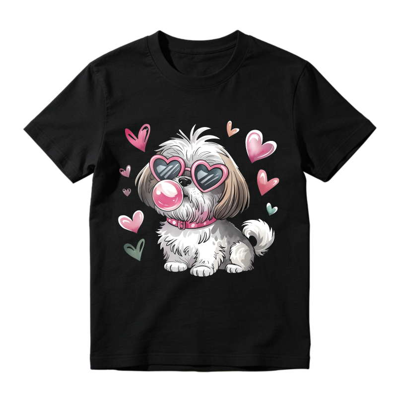Cute Dog With Heart Sunglasses And Bubble Gum Unisex Classic T-shirt