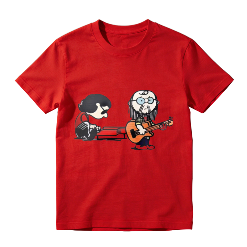 Cartoon Musician Duo Playing Guitar And Keyboard Unisex Classic T-shirt