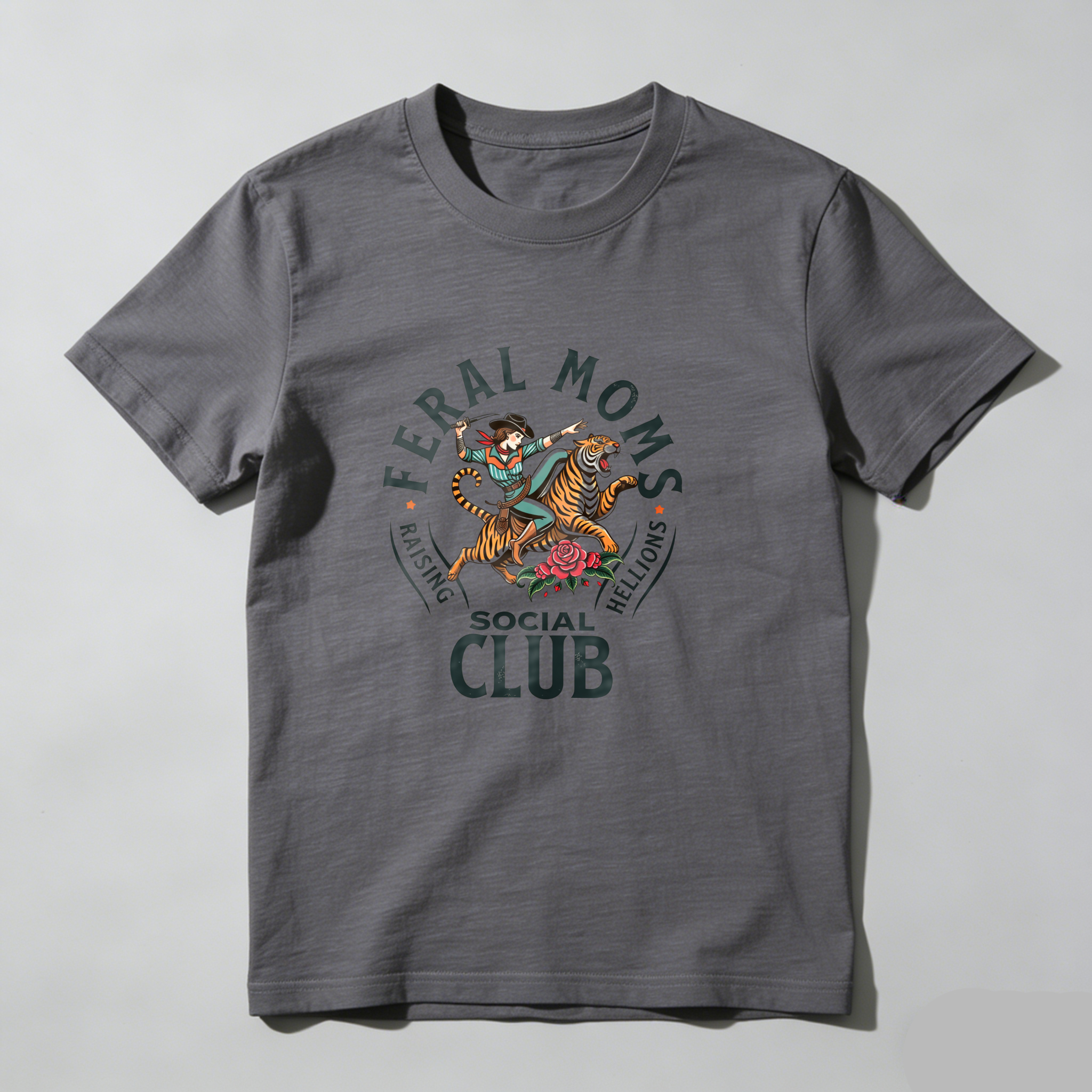 Feral Moms Raising Hellions Social Club tshirt 100% cotton