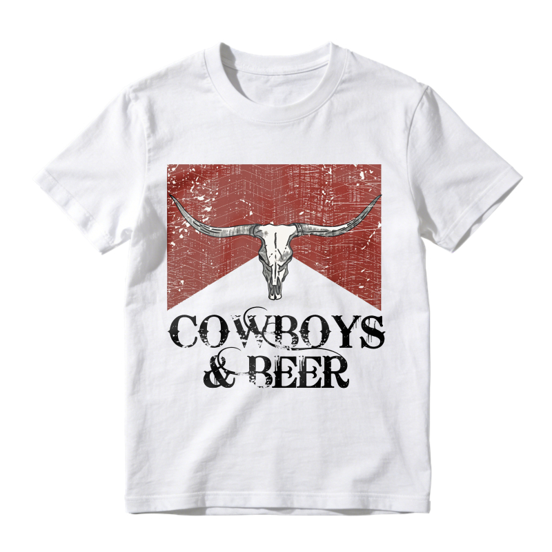 Cowboys And Beer Bull Skull Western Design Unisex Classic T-shirt