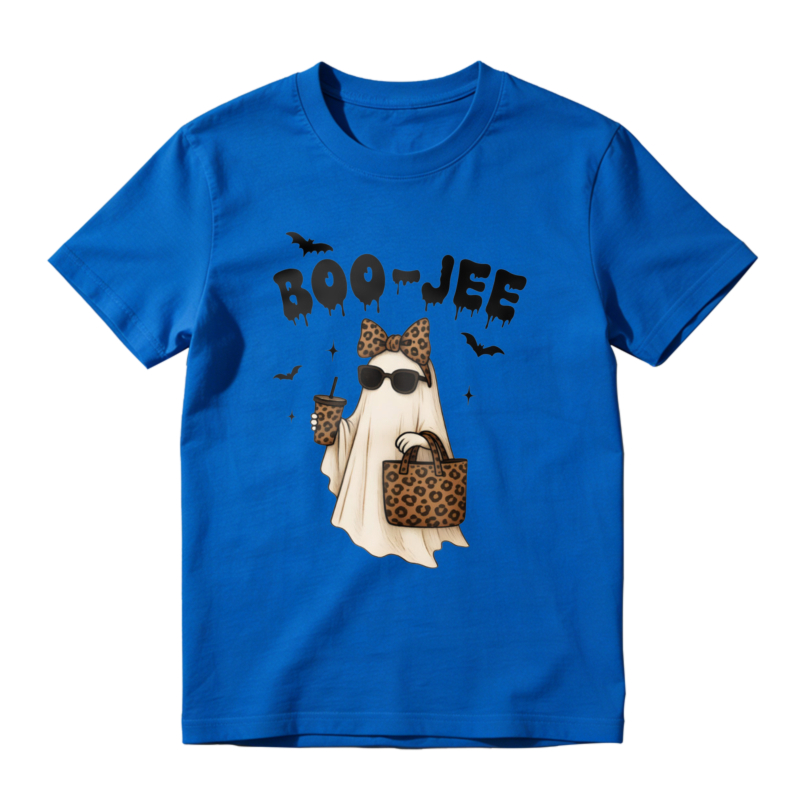 Boo Jee Leopard Print Ghost With Sunglasses And Handbag Halloween T-shirt