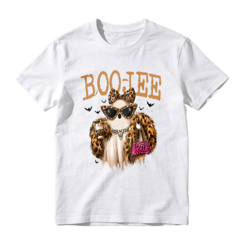 Boojee Leopard Print Ghost With Sunglasses And Pink Handbag Graphic T-shirt