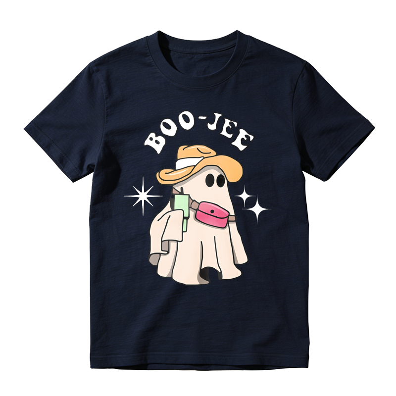Boo Jet Ghost Wearing Cowboy Hat And Fanny Pack With Sparkles Graphic T-shirt
