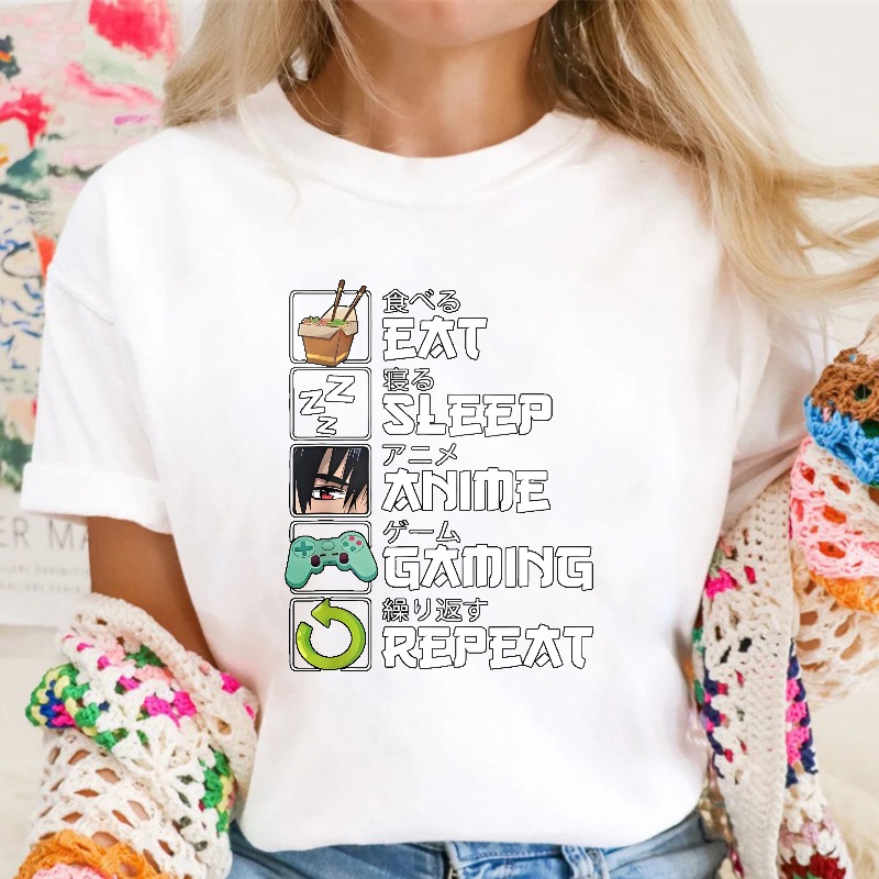 Eat Sleep Anime Gaming Repeat Pattern Unisex Classic T-shirt