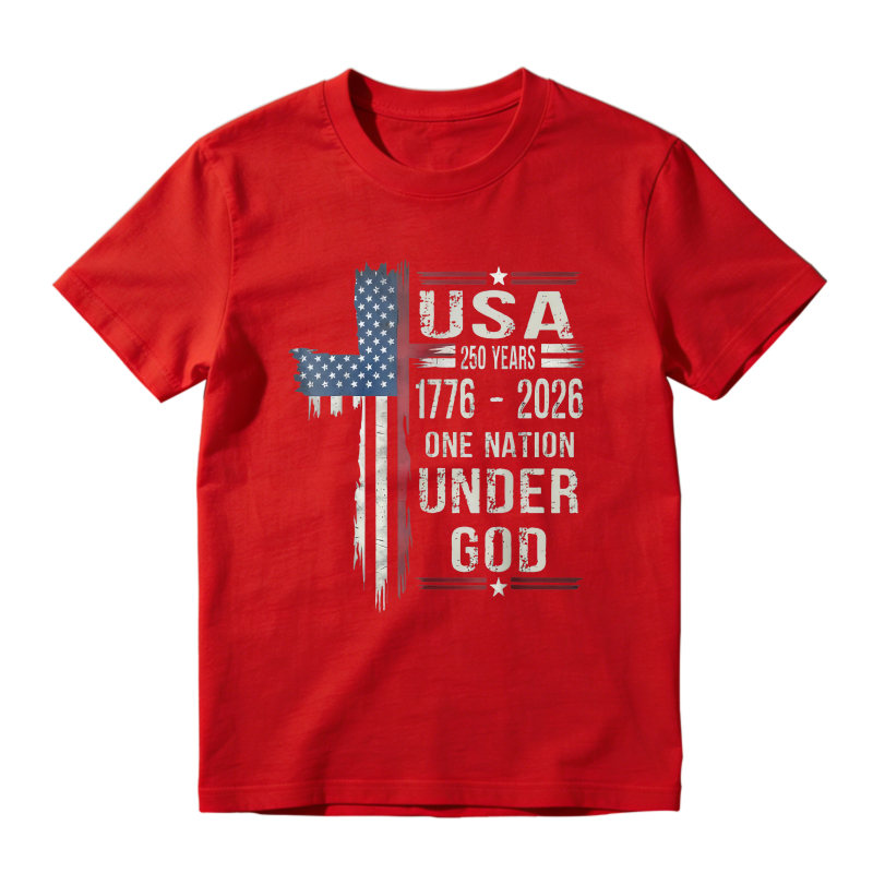 Usa Flag Cross 250 Years 1776 2026 One Nation Under God Unisex Classic T-shirt