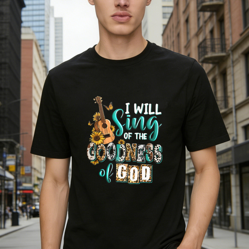 I Will Sing Of The Goodness Of God With Guitar And Sunflowers Unisex Classic T-shirt