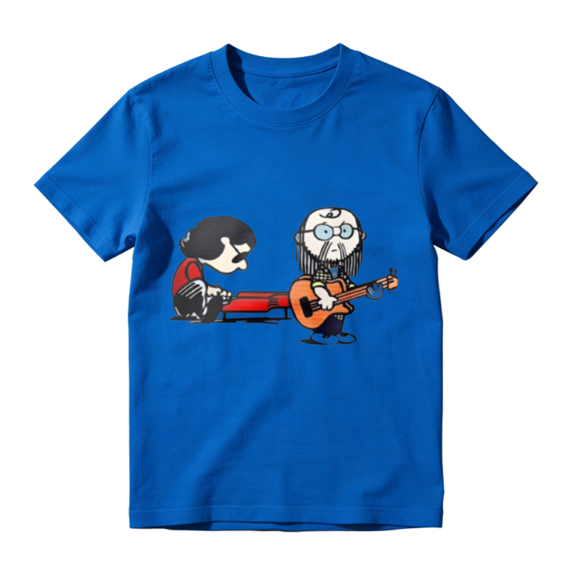 Cartoon Musician Duo Playing Guitar And Keyboard Unisex Classic T-shirt