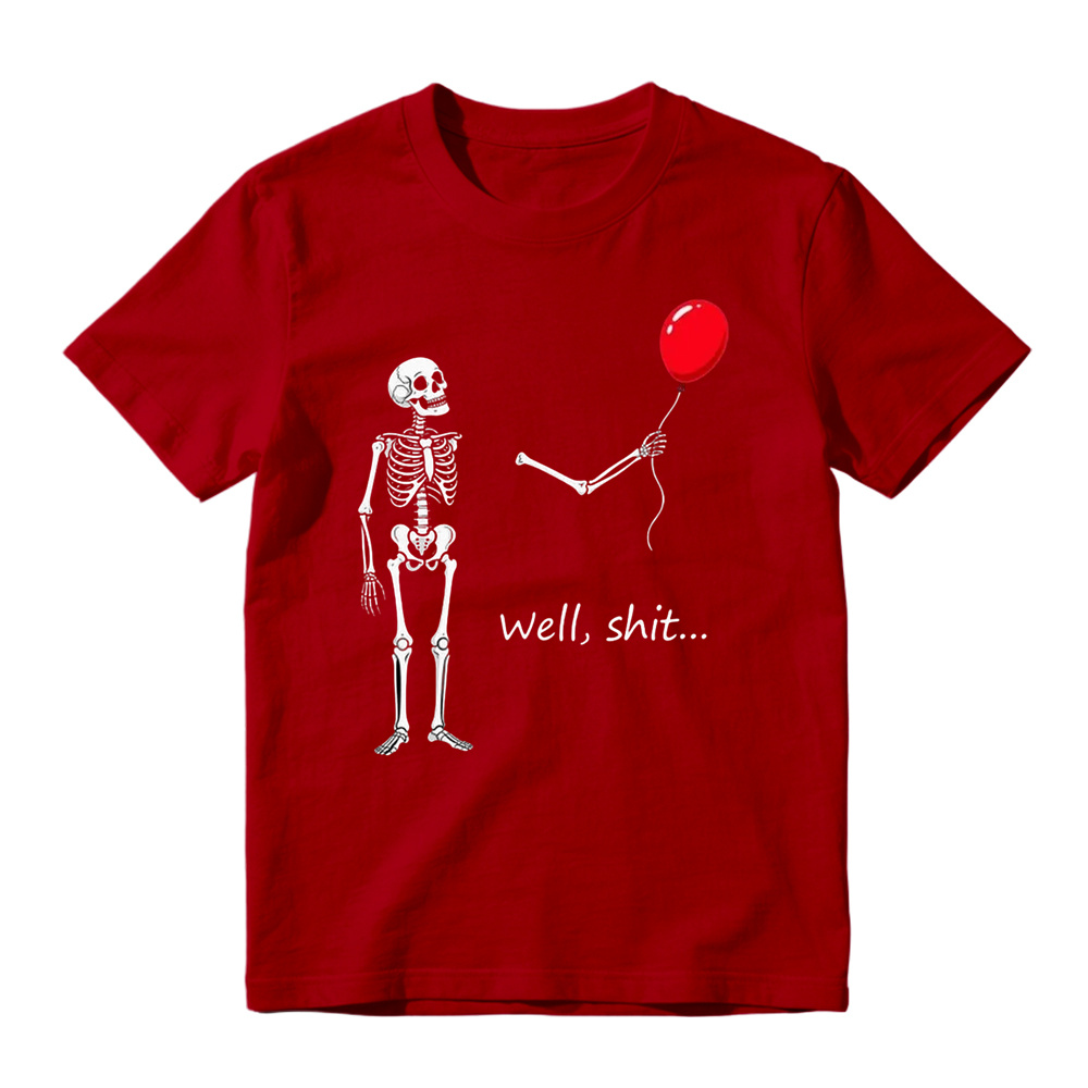 "Well, Shit..." Funny Skeleton Red Balloon Graphic T-Shirt