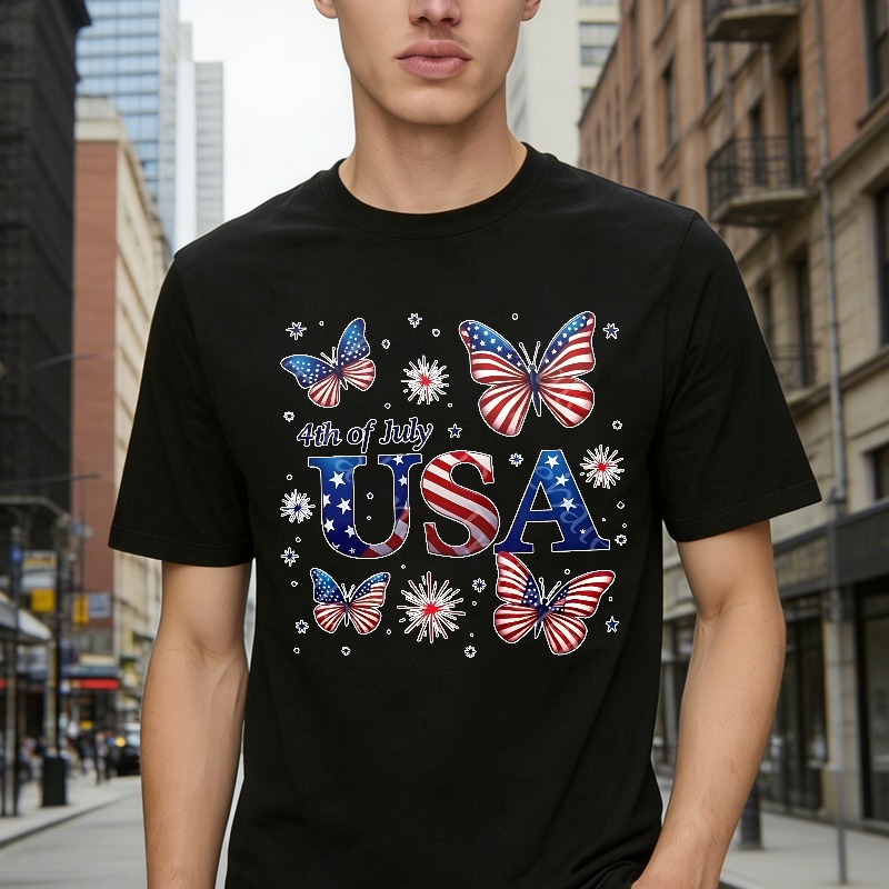Butterfly Usa Flag 4th Of July Unisex Classic T-shirt