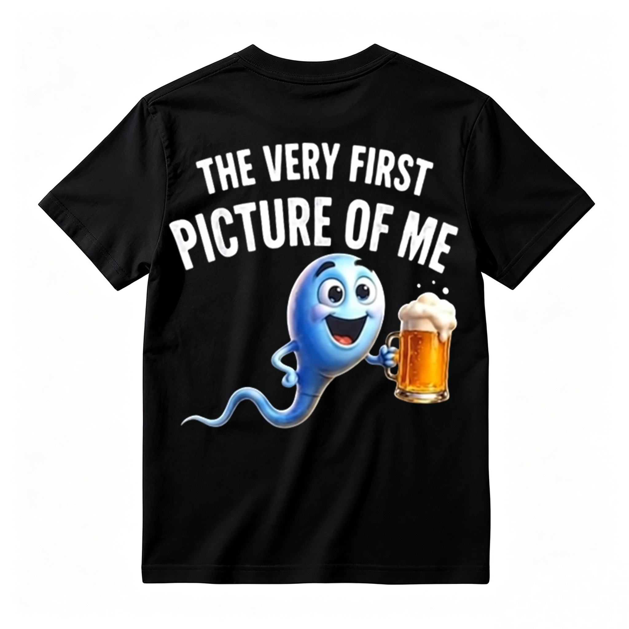 100%cotton The Very First Picture of Me Funny Beer Drinking Sperm Joke T-Shirt