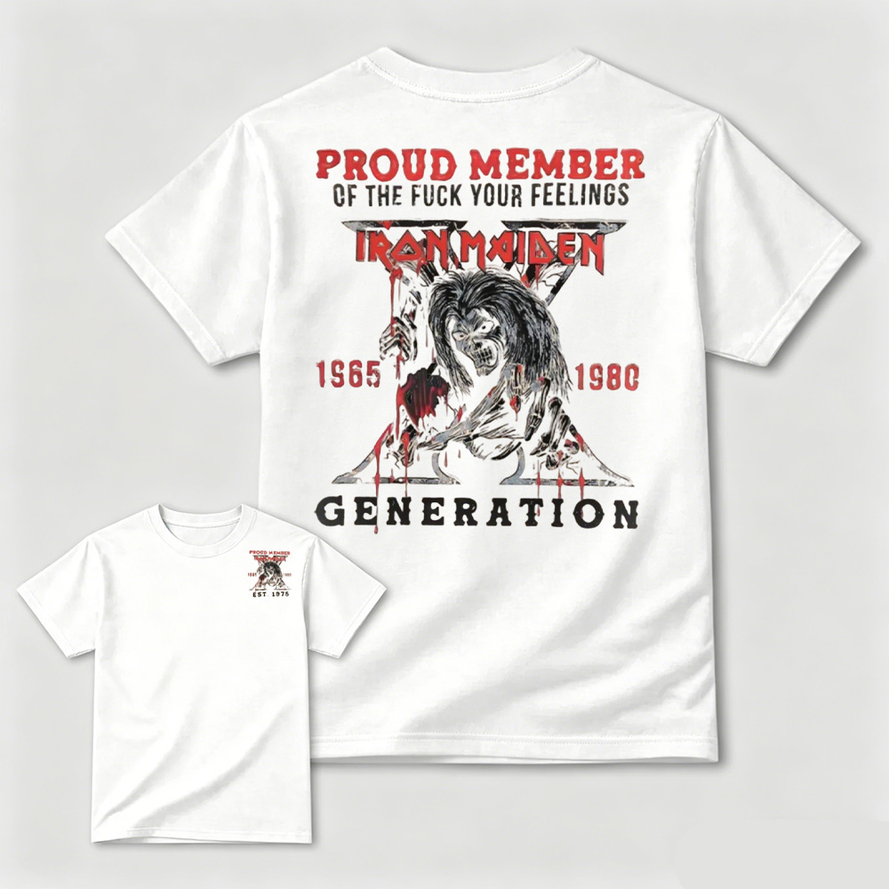 Vintage Rock Band Graphic Tee Double Sided Print Retro Music Fan T-Shirt