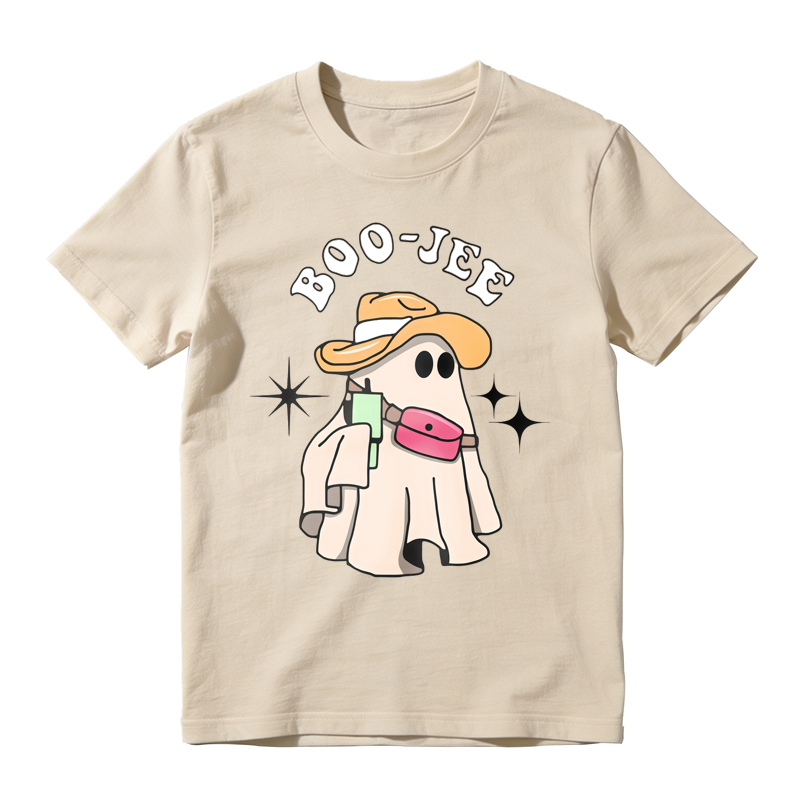 Boo Jet Ghost Wearing Cowboy Hat And Fanny Pack With Sparkles Graphic T-shirt