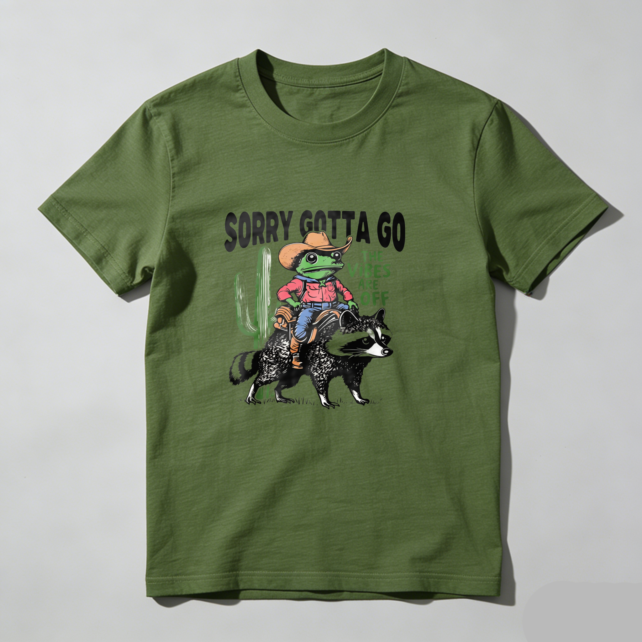 Lizard Cowboy Riding Dog Cactus Vibes Off tshirt 100% cotton