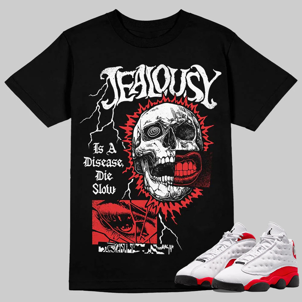 AJ 13 Chicago True Red Cherry  T-Shirt Jealousy Graphic