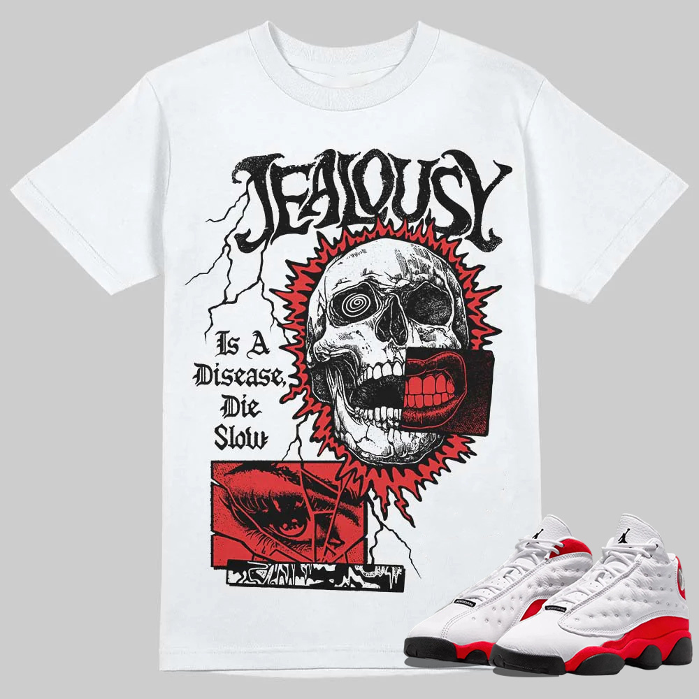 AJ 13 Chicago True Red Cherry  T-Shirt Jealousy Graphic
