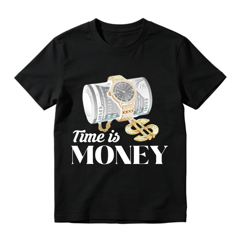 Money Roll With Clock And Dollar Sign Time Is Money Unisex Classic T-shirt