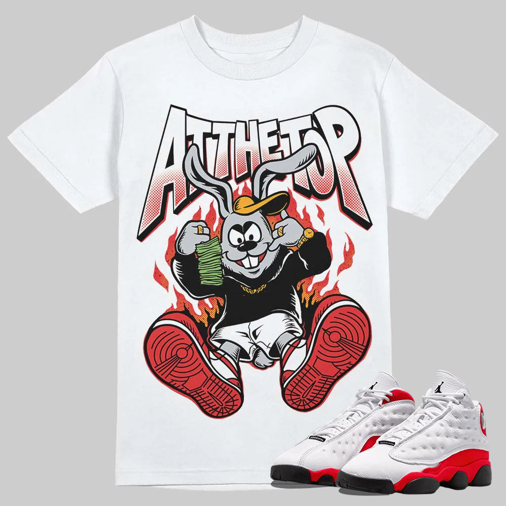 AJ 13 Chicago True Red Cherry T-Shirt At The Top Graphic