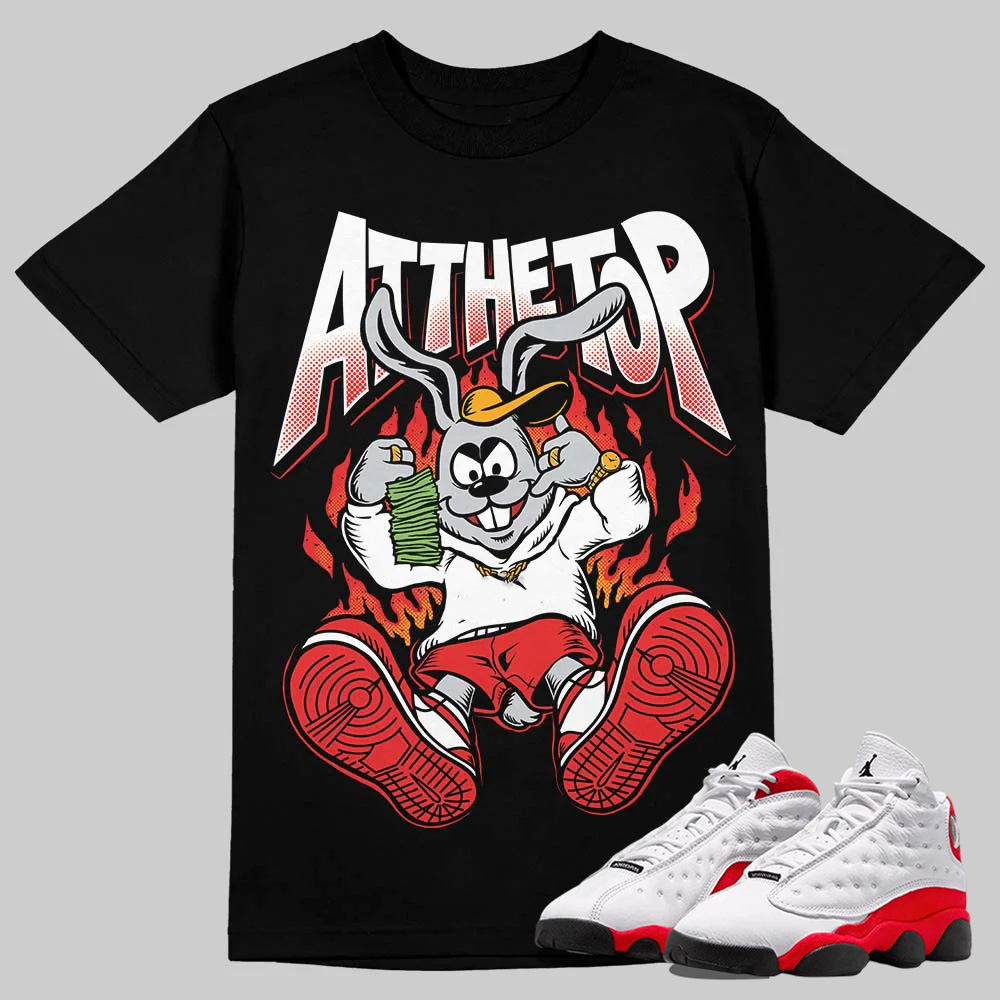AJ 13 Chicago True Red Cherry T-Shirt At The Top Graphic
