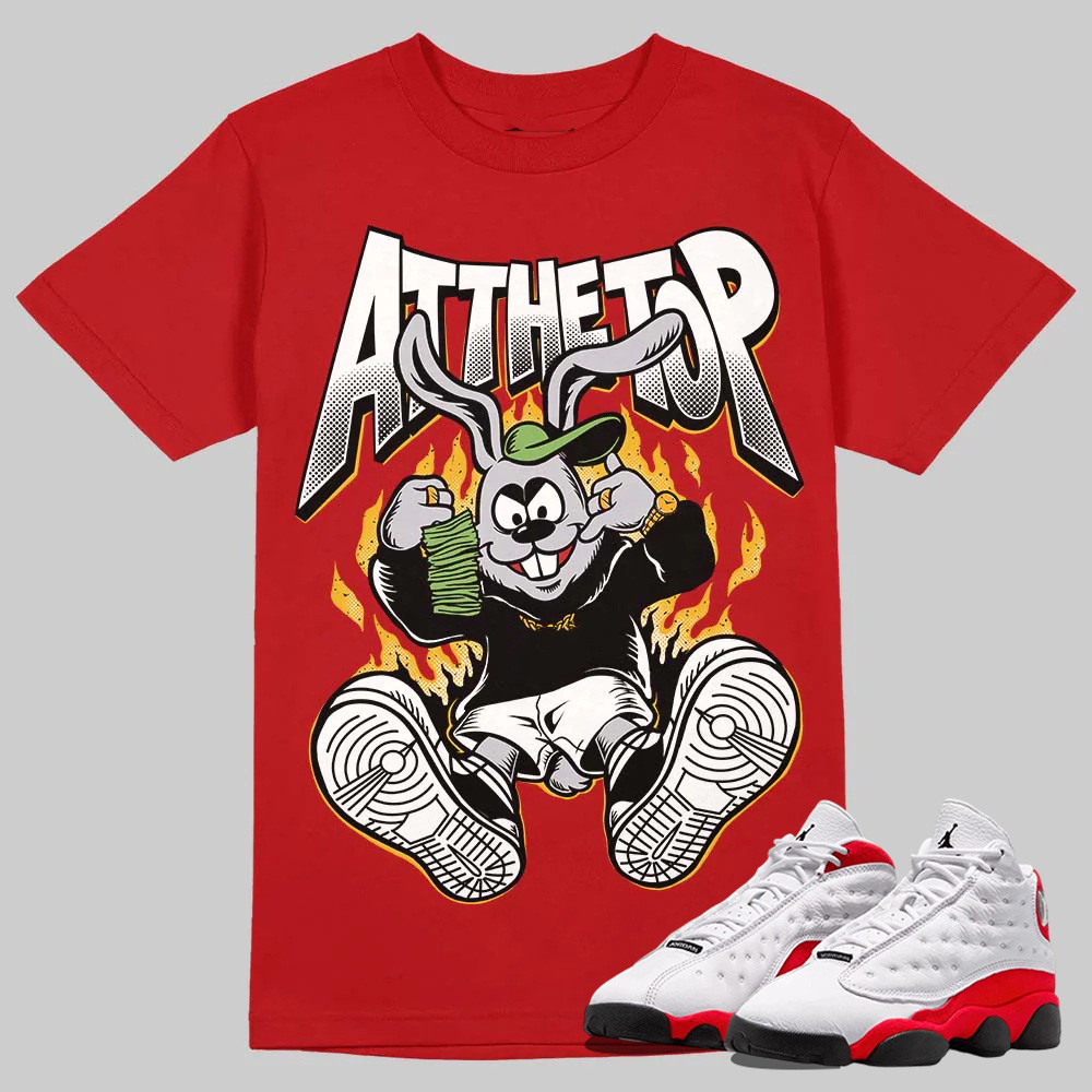 AJ 13 Chicago True Red Cherry T-Shirt At The Top Graphic