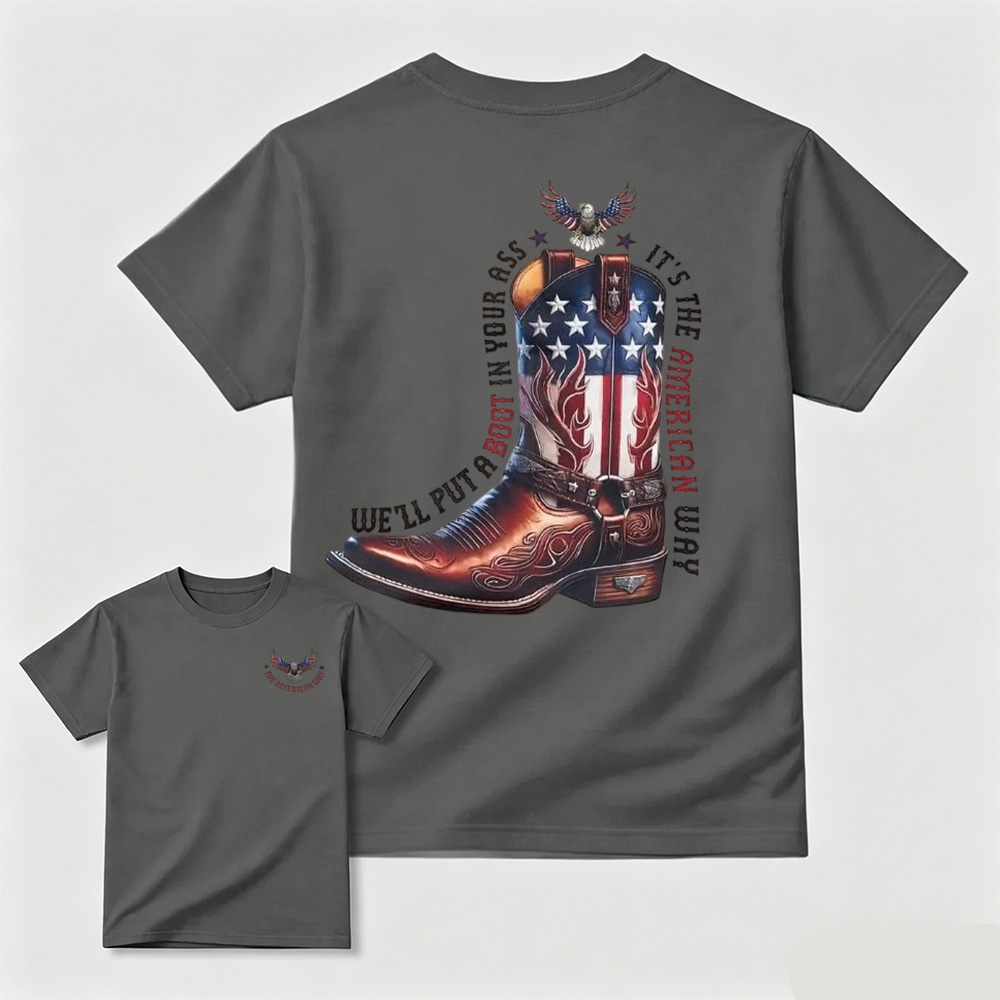 American Flag Cowboy Boots Eagle T-Shirt