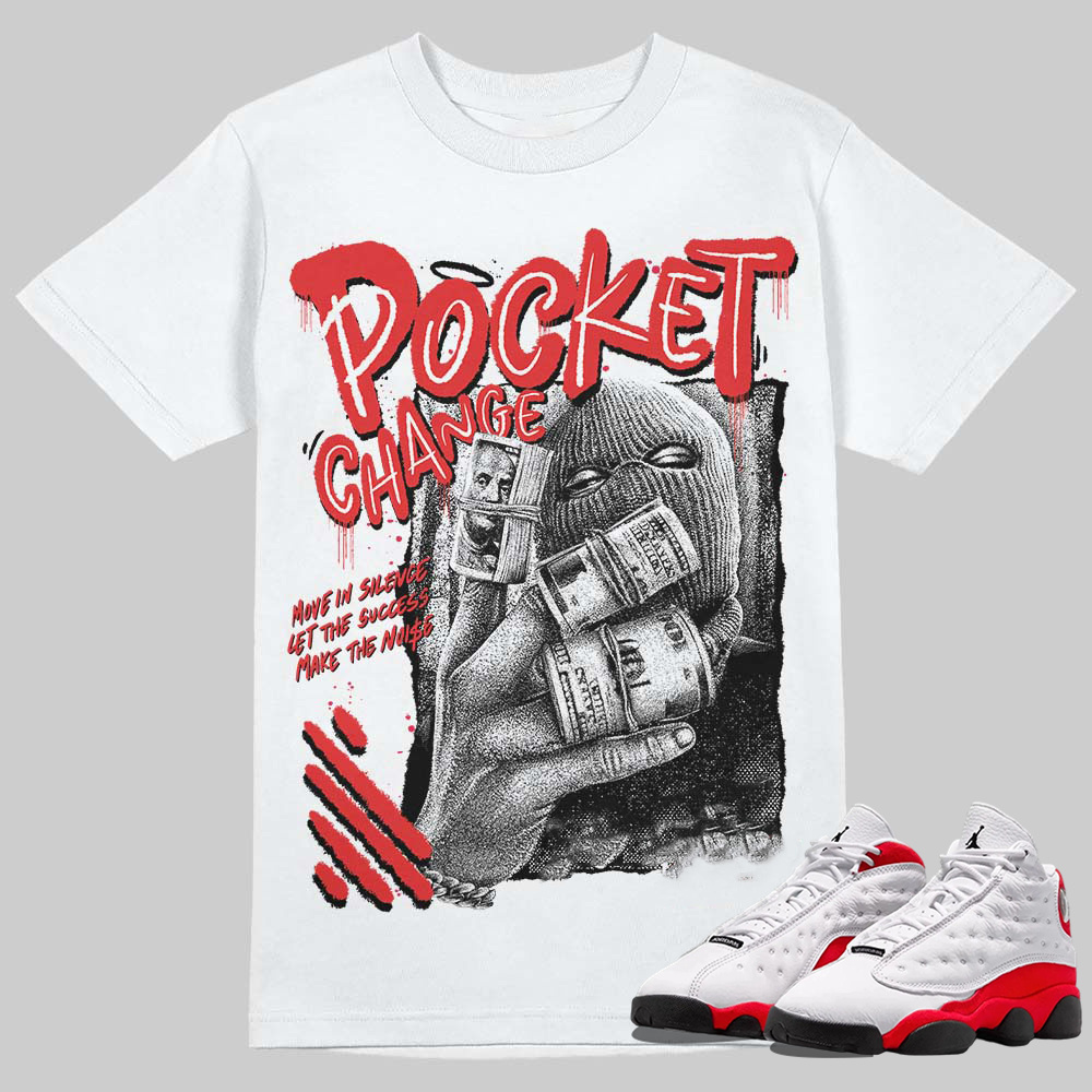 AJ 13 Chicago True Red Cherry T-Shirt Pocket Change Graphic