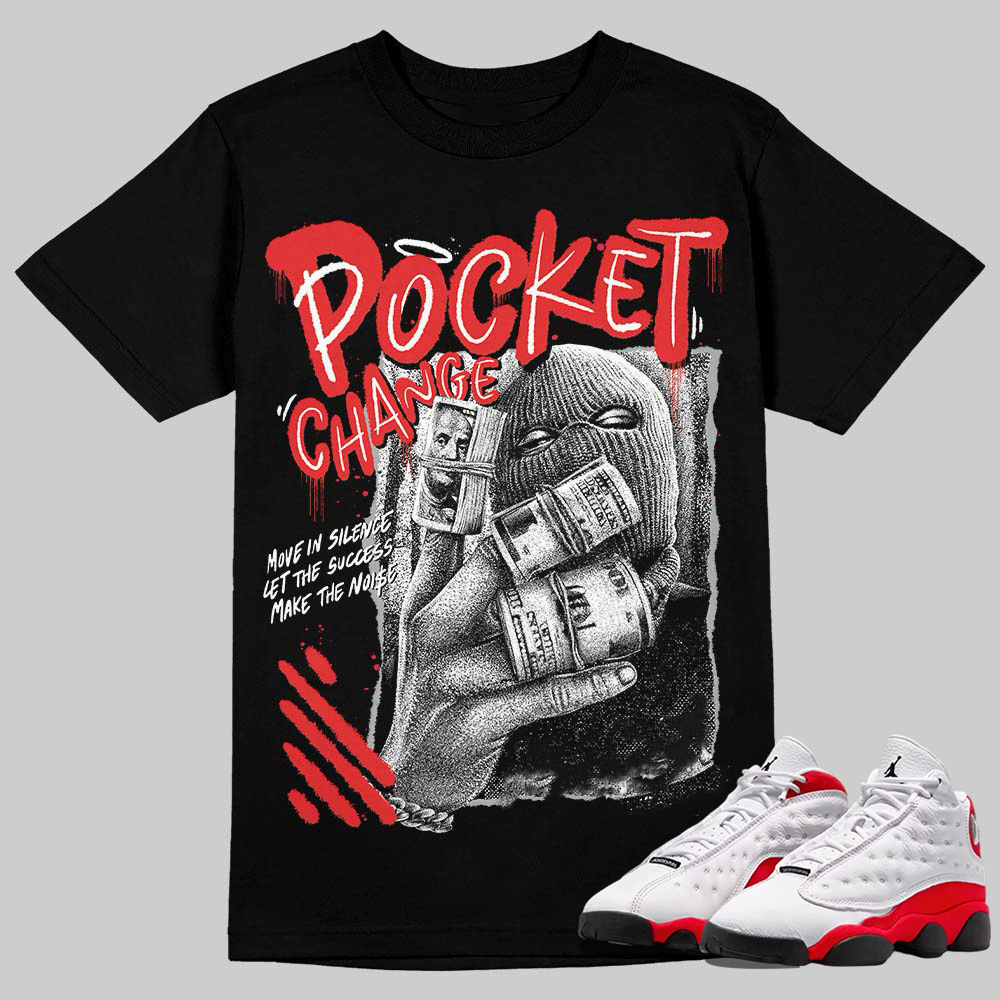 AJ 13 Chicago True Red Cherry T-Shirt Pocket Change Graphic
