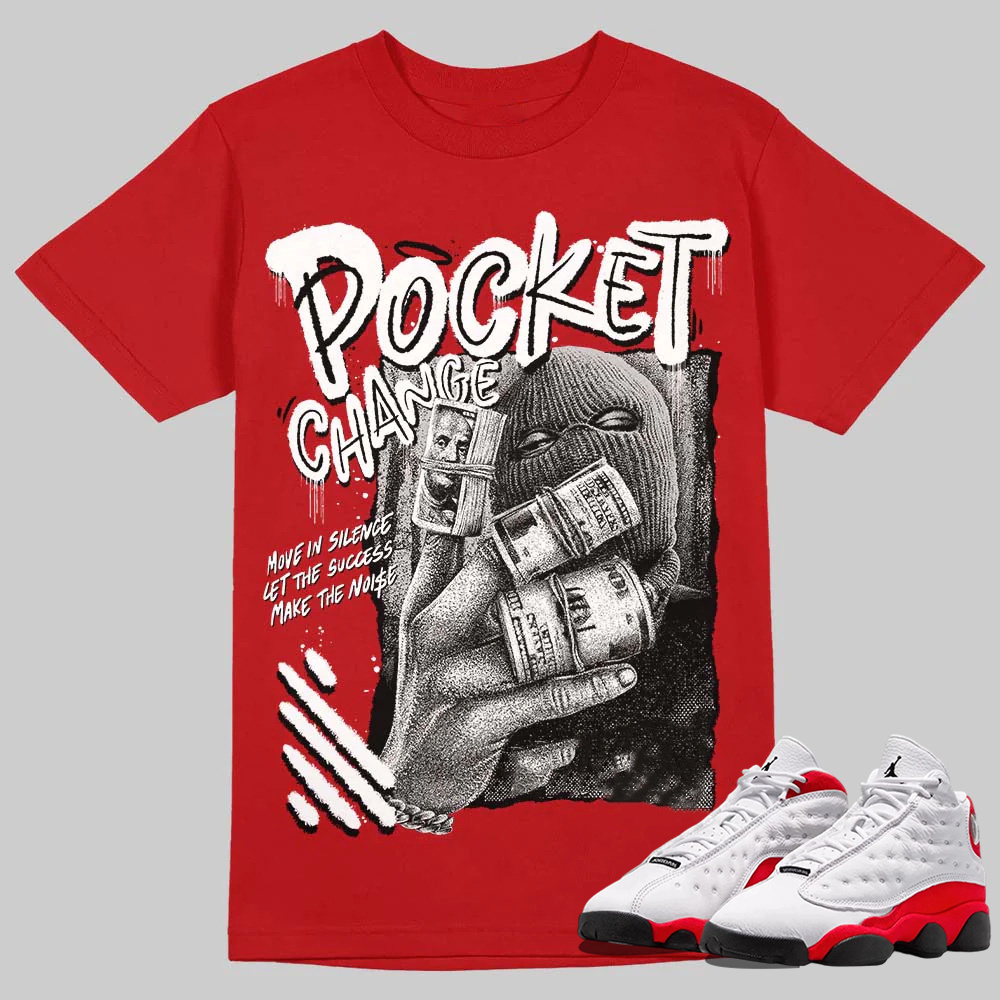 AJ 13 Chicago True Red Cherry T-Shirt Pocket Change Graphic