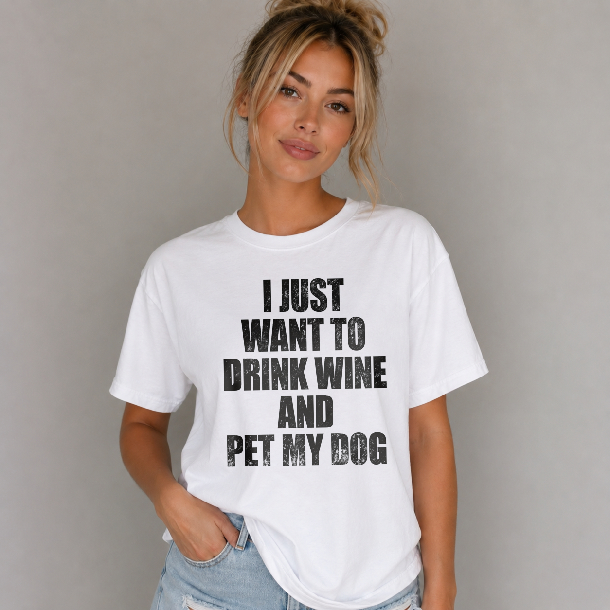 I Just Want To Drink Wine And Pet My Dog Unisex Classic T-shirt