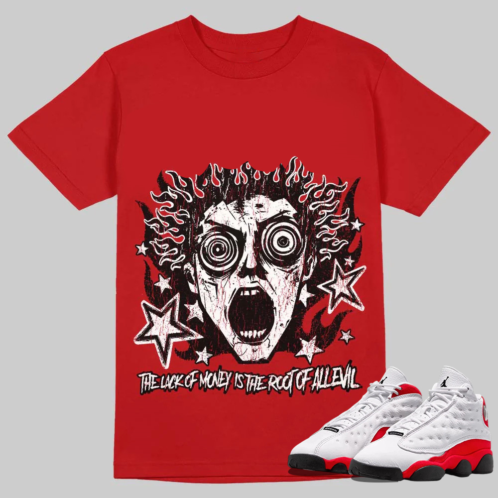 AJ 13 Chicago True Red Cherry T-Shirt Root of Evil Graphic