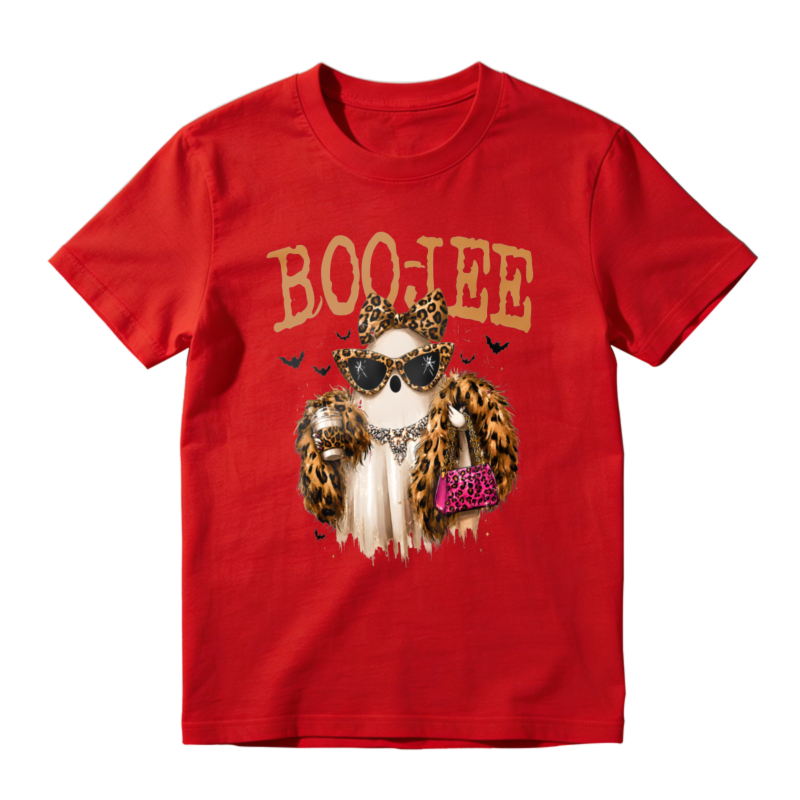 Boojee Leopard Print Ghost With Sunglasses And Pink Handbag Graphic T-shirt