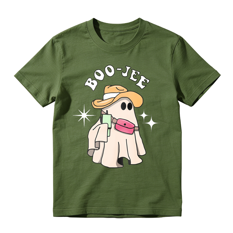 Boo Jet Ghost Wearing Cowboy Hat And Fanny Pack With Sparkles Graphic T-shirt