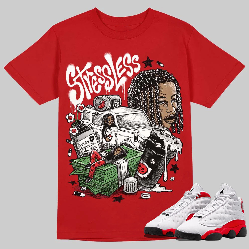 AJ 13 Chicago True Red Cherry T-Shirt Stressless Graphic