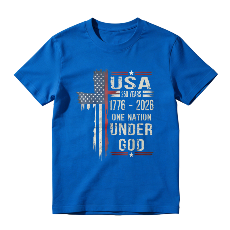 Usa Flag Cross 250 Years 1776 2026 One Nation Under God Unisex Classic T-shirt