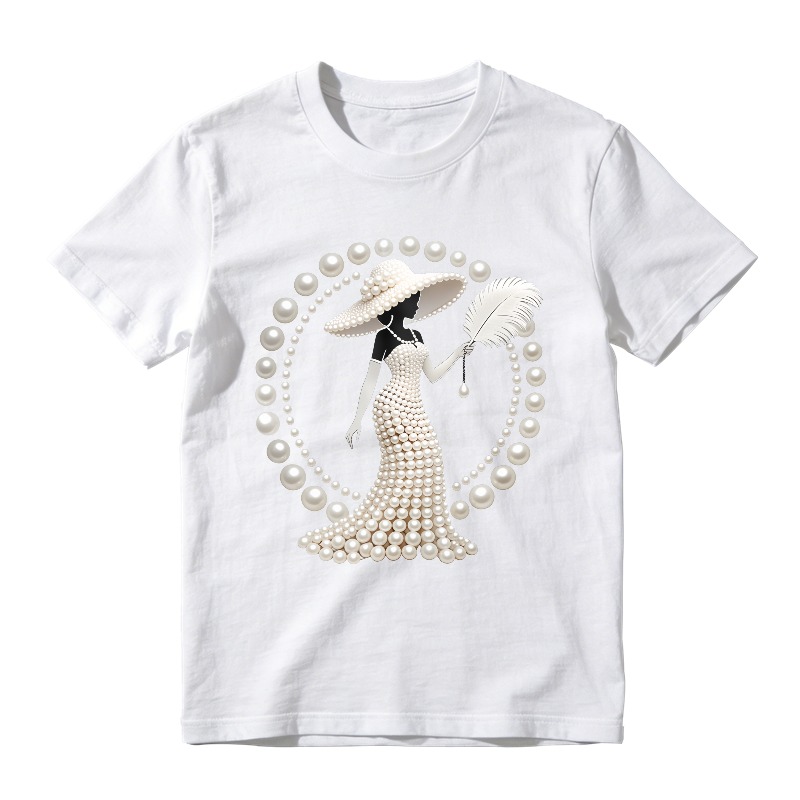 Pearl Lady With Hat And Fan Unisex Classic T-shirt