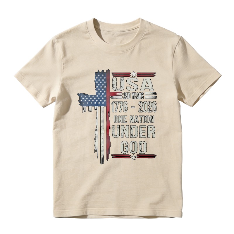 Usa Flag Cross 250 Years 1776 2026 One Nation Under God Unisex Classic T-shirt