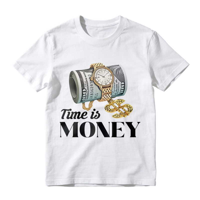 Money Roll With Clock And Dollar Sign Time Is Money Unisex Classic T-shirt