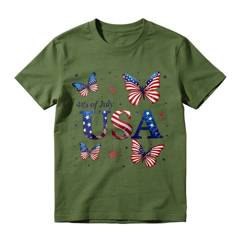 Butterfly Usa Flag 4th Of July Unisex Classic T-shirt