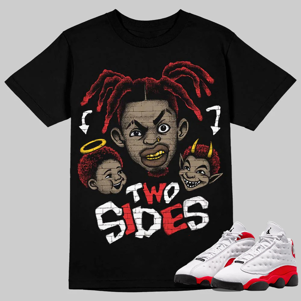 AJ 13 Chicago True Red Cherry T-Shirt Two Sides Graphic