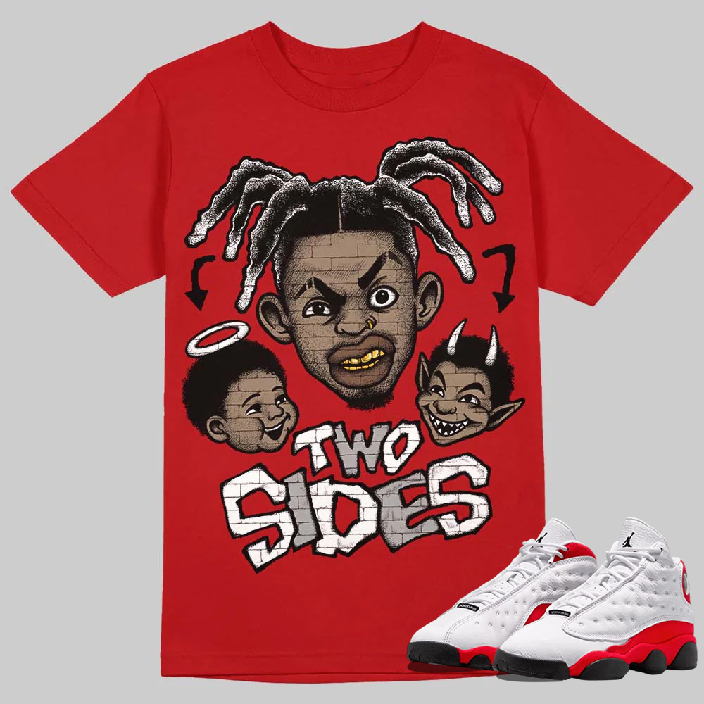 AJ 13 Chicago True Red Cherry T-Shirt Two Sides Graphic
