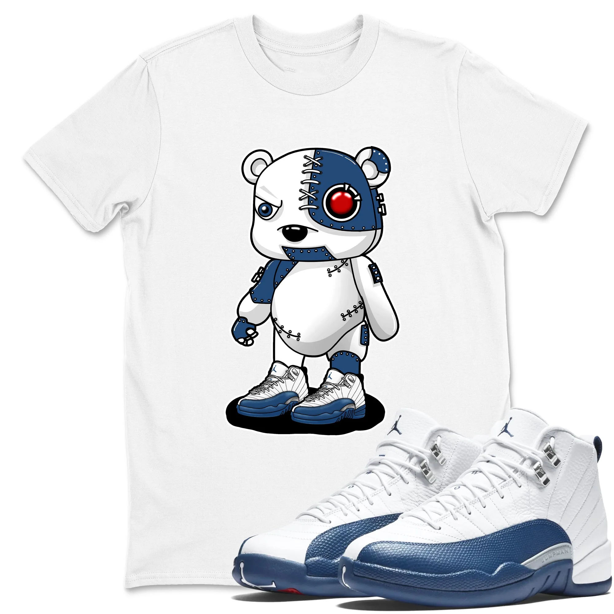 Cyborg Bear TEEWAVO Sneaker Tees - Air Jordan 12 French Blue